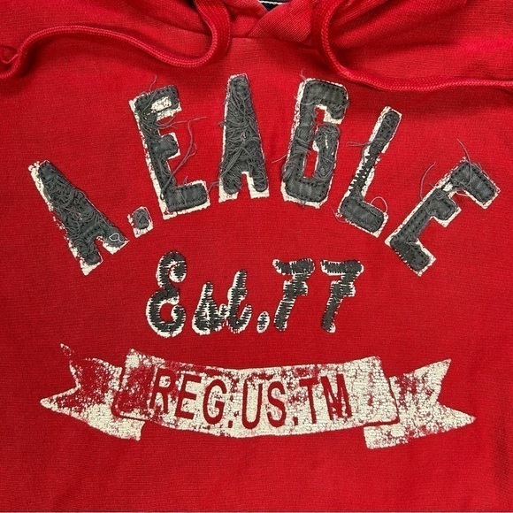 American Eagle Hoodie Mens Large Sweatshirt Spellout Y2K Style Preppy Outerwear - Picture 2 of 5